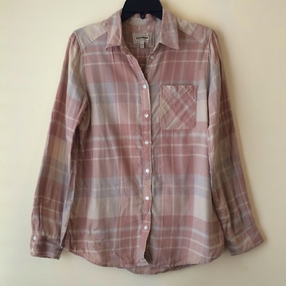 Express Boyfriend Plaid Flannel Shirt